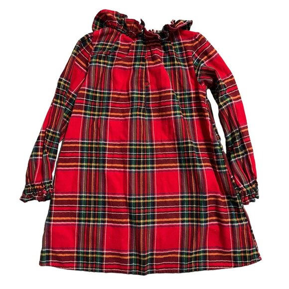 NEXT 6-7Y Red Plaid Ruffle Collar Dress - Picture 3 of 7